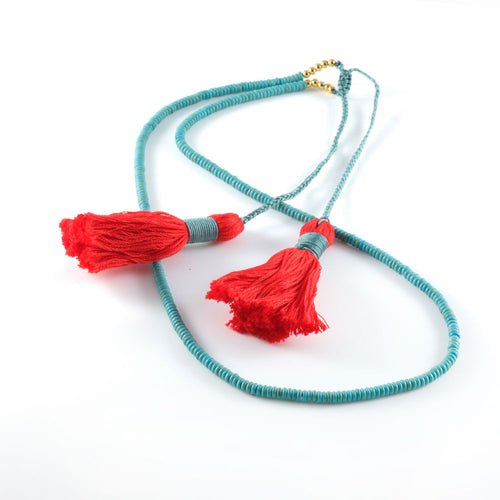 Vera Chaang Ganesha Turquoise Handmade Long Necklace - Basics and Organics