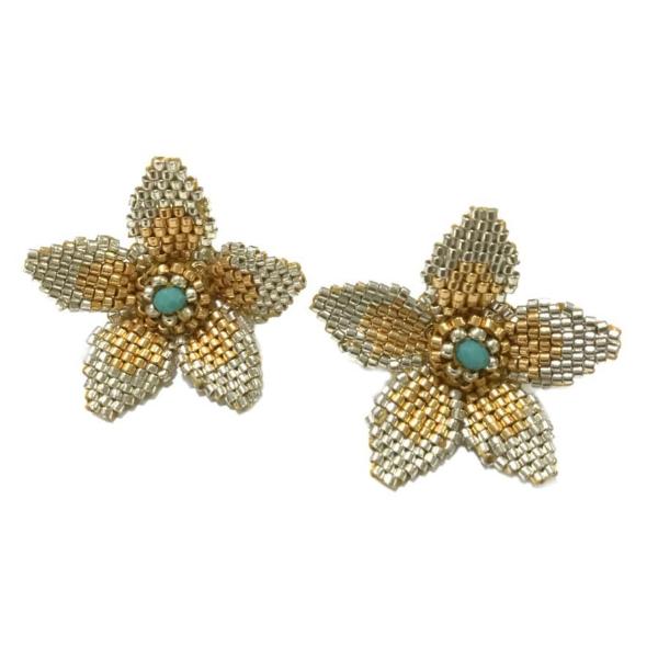 Vera Chaang Handmade Bardot Earrings- gold and silver