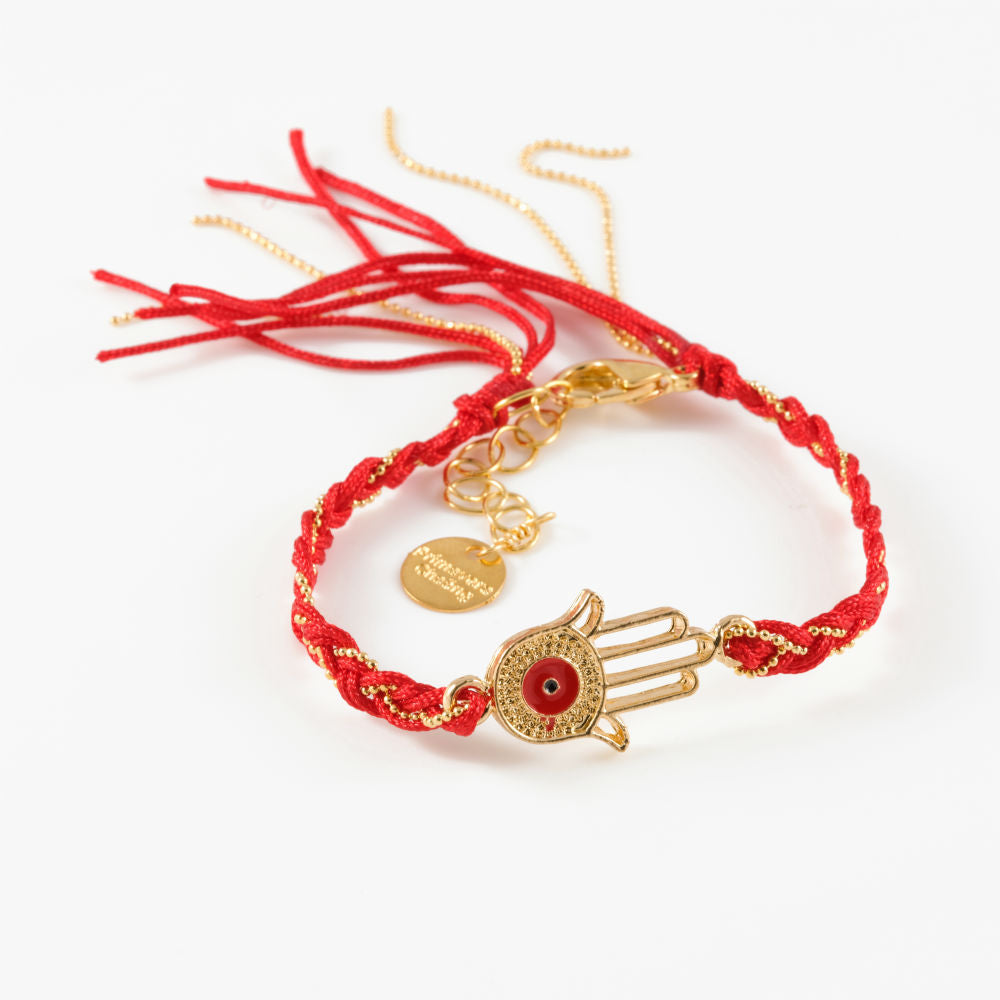 Vera Chaang Handmade Red Braid, Hamsa Bracelet - Basics and Organics