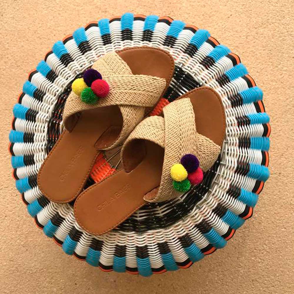 Tere Handmade Pompons Straight Sandals - Basics and Organics